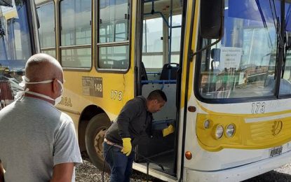 F. Varela: continúan los trabajos de desinfección en el transporte público