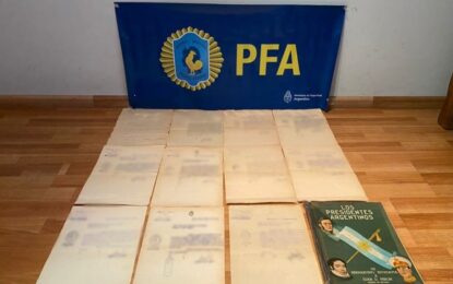 La PFA recuperó una colección de documentos históricos rubricados por Juan Domingo Perón