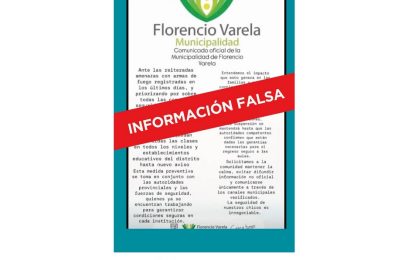 El Municipio de Florencio Varela desmiente información falsa sobre suspensión de clases