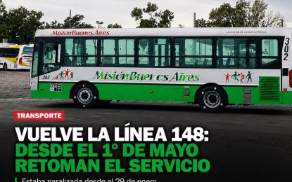 Tras más de 3 meses parada, vuelve la línea 148 desde el 1° de mayo