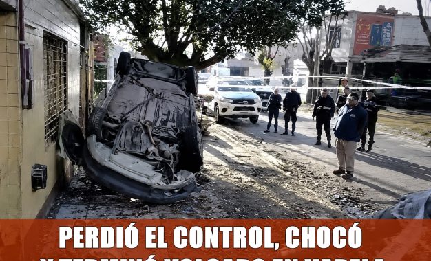 Perdió el control, chocó y terminó volcado en Varela